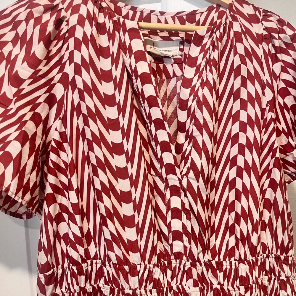 Anthropologie Red and White Printed Maxi Dress - Picture 2 of 5